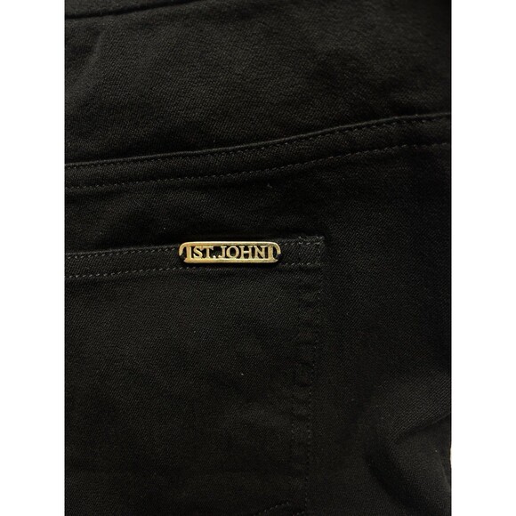 ST. JOHN Women's Size 6 Relaxed Straight Leg High-Rise Black Stretch Pants - Picture 13 of 16